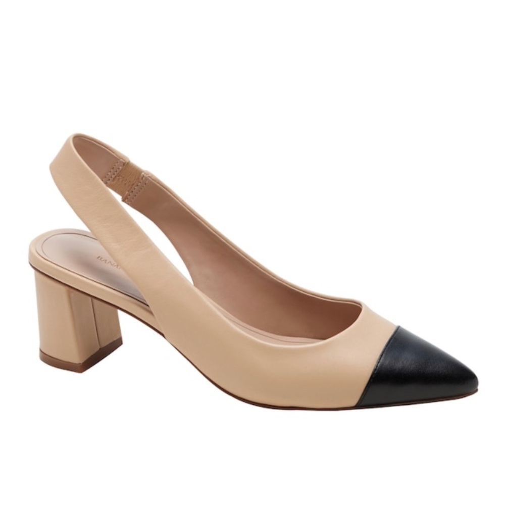 Cap toe slingback - block heel - Chanel vibe